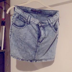 Acid wash denim mini skirt